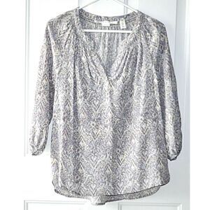 Max Studio XS Silk floral long sleeve blouse